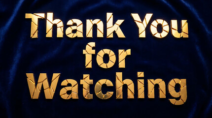 Elegant Golden Shattered Text Thank You for Watching on Dark Blue.