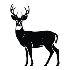 Obraz premium A striking black silhouette of a majestic buck with large antlers