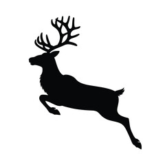 A striking silhouette of a leaping deer showcasing its majestic form and antlers