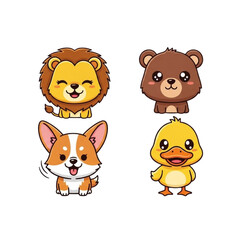 set of cartoon animals