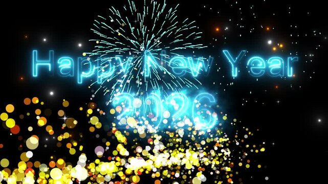 2026 Luxury Gold Background with Shining Line Effects. Happy New Year 2026 Celebration Gold Sparkle Animation. Happy New Year 2026 Gold Greeting with bukeh Light Trails.