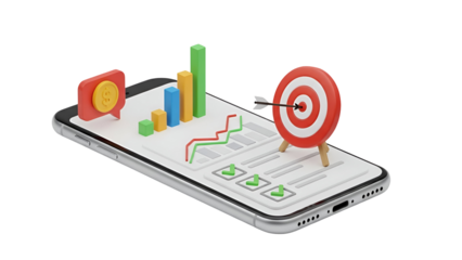 Achieving business goals and analyzing financial data on a smartphone app