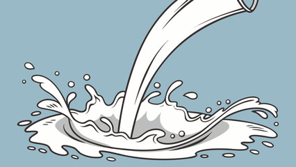 Milk splashing from a jug creating a dynamic liquid wave and droplets perfect for food and beverage advertising and design