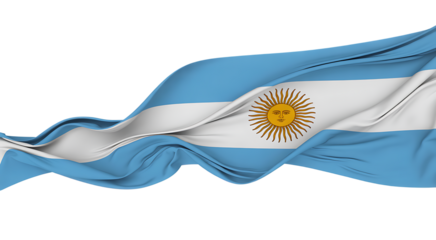 Argentina flag - 3D realistic waving flag on transparent png. Background with transparency