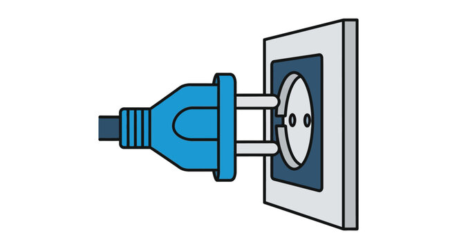 power plug connecting to wall outlet simple flat vector illustration of electrical energy connection icon for safety charging and utility