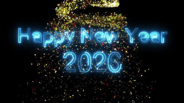 2026 Luxury Gold Background with Shining Line Effects. Happy New Year 2026 Celebration Gold Sparkle Animation. Happy New Year 2026 Gold Greeting with bukeh Light Trails.