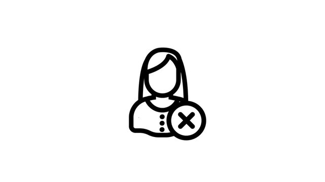 Female User Account Deletion Icon Animation.