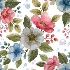 A vector seamless pink rose floral pattern for spring and summer wallpaper design