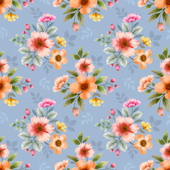 Seamless floral pattern: a pink and yellow daisy flower vector illustration for spring and summer wallpaper design