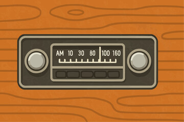 Classic Car Radio 1960s Flat Illustration

