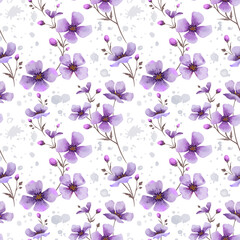 Seamless abstract floral background featuring a beautiful pink and purple orchid blossom branch, perfect for spring nature decoration