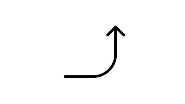 Simple animated arrow icon turning and pointing upwards.