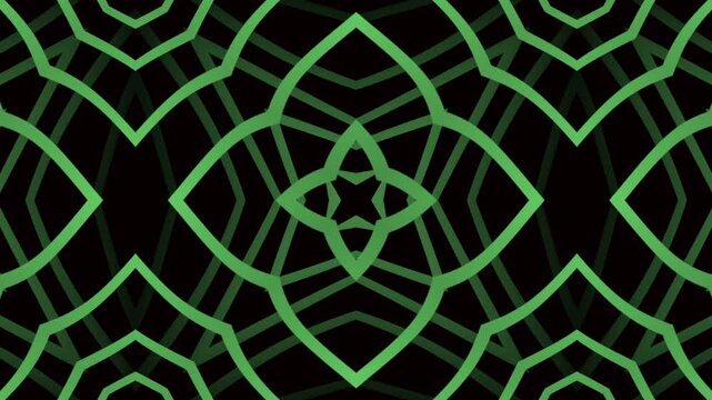 Green Neon Geometric Mandala Abstract Futuristic Motion Background
