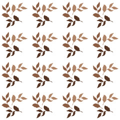 Minimalist brown leaf seamless pattern. A seamless pattern of botanical foliage silhouettes in minimalist earth tones. Minimalist leaf motif.