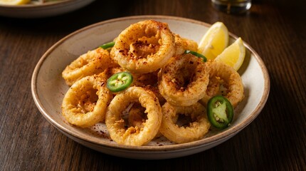 Crispy Fried Calamari with Lemon and Jalape?o