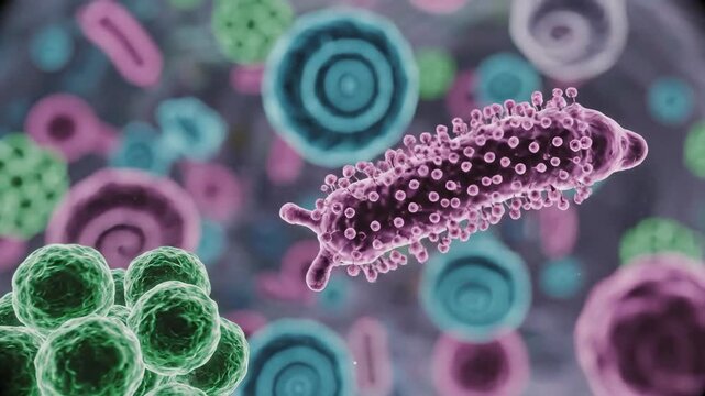 Microscopic Organisms Drifting in Nutrient Rich Solution