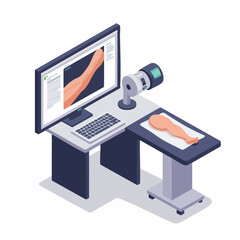 Isometric Detailed Arm Examination on Medical Table Diagnostic Illustration