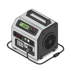 Fototapeta premium Isometric Detailed Generator Portable Power Station Machine Design Illustration
