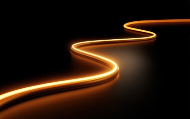 A glowing orange line snakes across a dark black background, creating a visual path