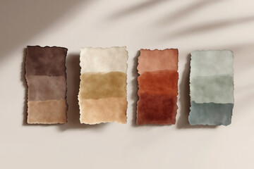 A Collection of Earthy Color Swatches Displaying Soft Tones of Brown, Beige, and Green with a Textured Edge, Perfect for Artistic Inspiration and Design Projects