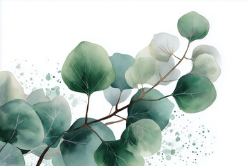 Elegant Eucalyptus Leaves and Soft Greenery Illustration Perfect for Nature-Themed Decor, Inviting Freshness and Calmness into Any Space.