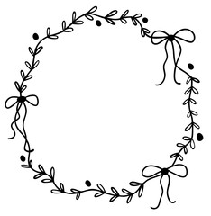 Round Leaf Frame with Ribbons – Delicate Decorative border