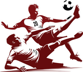 Soccer Player Making a Strong Sliding Tackle