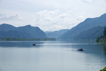 Boats on Calm Bukhangang Reach