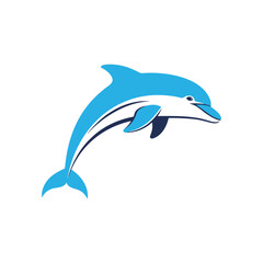 Fototapeta premium A vibrant blue dolphin leaping gracefully through the water.