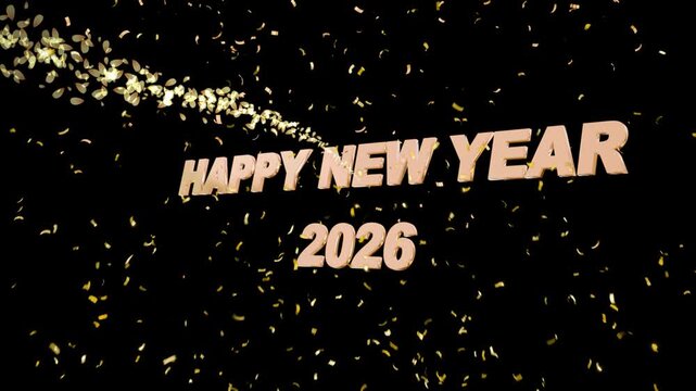 2026 Luxury Gold Background with Shining Line Effects. Happy New Year 2026 Celebration Gold Sparkle Animation. Happy New Year 2026 Gold Greeting with bukeh Light Trails.