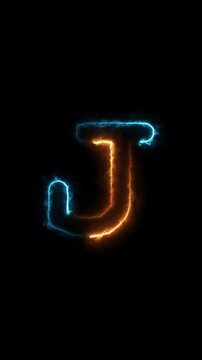 Glowing neon alphabet J icon loop animation,neon letter, Educational concept.capital alphabet and neon font letter icon animation.