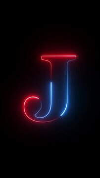 Glowing neon alphabet J icon loop animation,neon letter, Educational concept.capital alphabet and neon font letter icon animation.