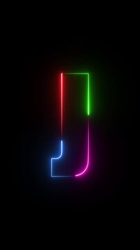 Glowing neon alphabet J icon loop animation,neon letter, Educational concept.capital alphabet and neon font letter icon animation.