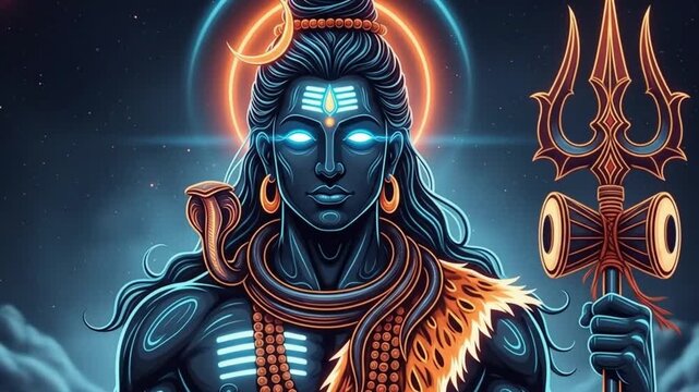 Hindu festival Maha Shivratri. Vector illustration Of Shivratri, Maha Shivratri with hindi massage om maha shivaya.
