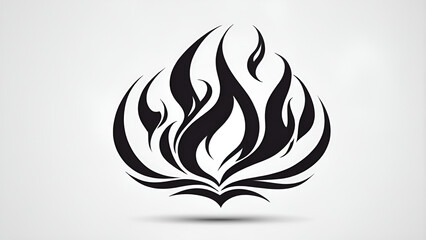 Abstract tribal fire tattoo design set with floral leaf illustration