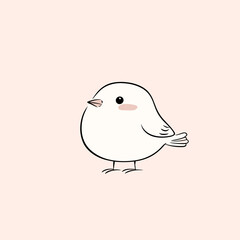 Cute little bird with rosy cheeks on a soft pink background.