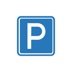 Blue Parking Sign with White Letter P.