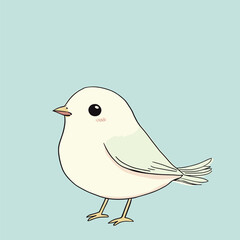 Cute White Bird Illustration on a Light Blue Background.
