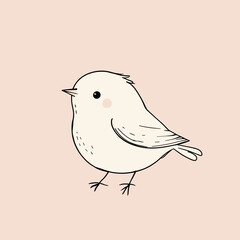 Cute Hand-Drawn Bird Illustration on a Soft Pink Background.