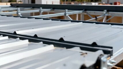 Medium shot capturing a modular roof reinforcement system being assembled onsite highlighting flexibility and ease of custom configuration for diverse building needs.