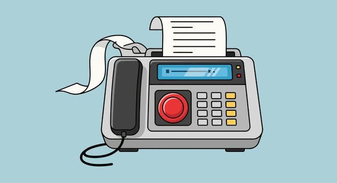 Classic Fax Machine with Document and Handset.