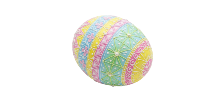 Ornate Easter egg with pastel colors and intricate icing decorations colorful, Isolated On Png Transparent Background - Powered by Adobe
