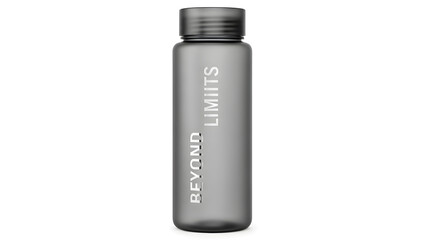 Fototapeta premium Gray Water Bottle with “Beyond Limits” – Premium Fitness & Mindset Mockup on White