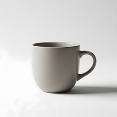 Matte Neutral Handleless Ceramic Cup &ndash; Premium Cafe Lifestyle Shot Isolated on White