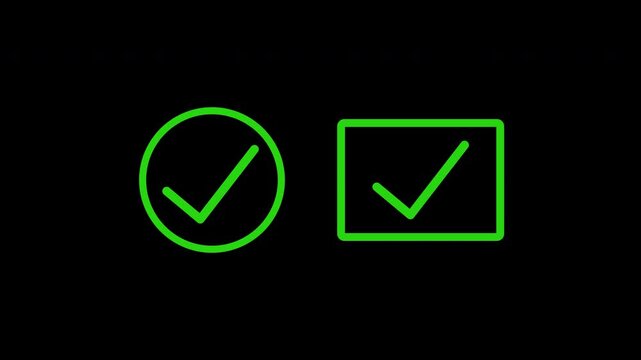 Double checkmark tick animation on black background for confirmation status
