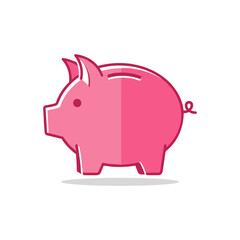 Fototapeta premium Cute pink piggy bank vector illustration for savings and finance.