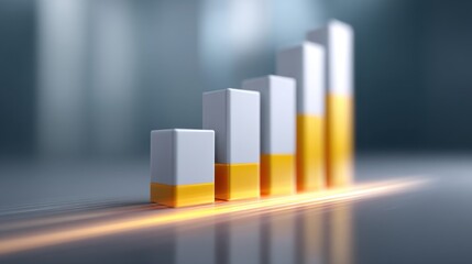 Modern financial growth graph with ascending bars showcasing dynamic increase, representing success, investment, and business development strategies