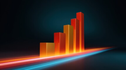Fototapeta premium Modern Futuristic Graph Representation with Vibrant Colors and Light Trails Illustrating Growth and Improvement in Business and Technology