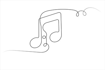 Music note continuous one line drawing on white background