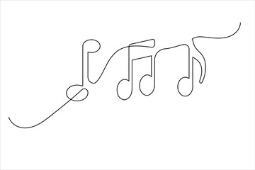 Music note continuous one line drawing on white background